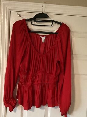 Nine West Red Peplum Blouse Size M